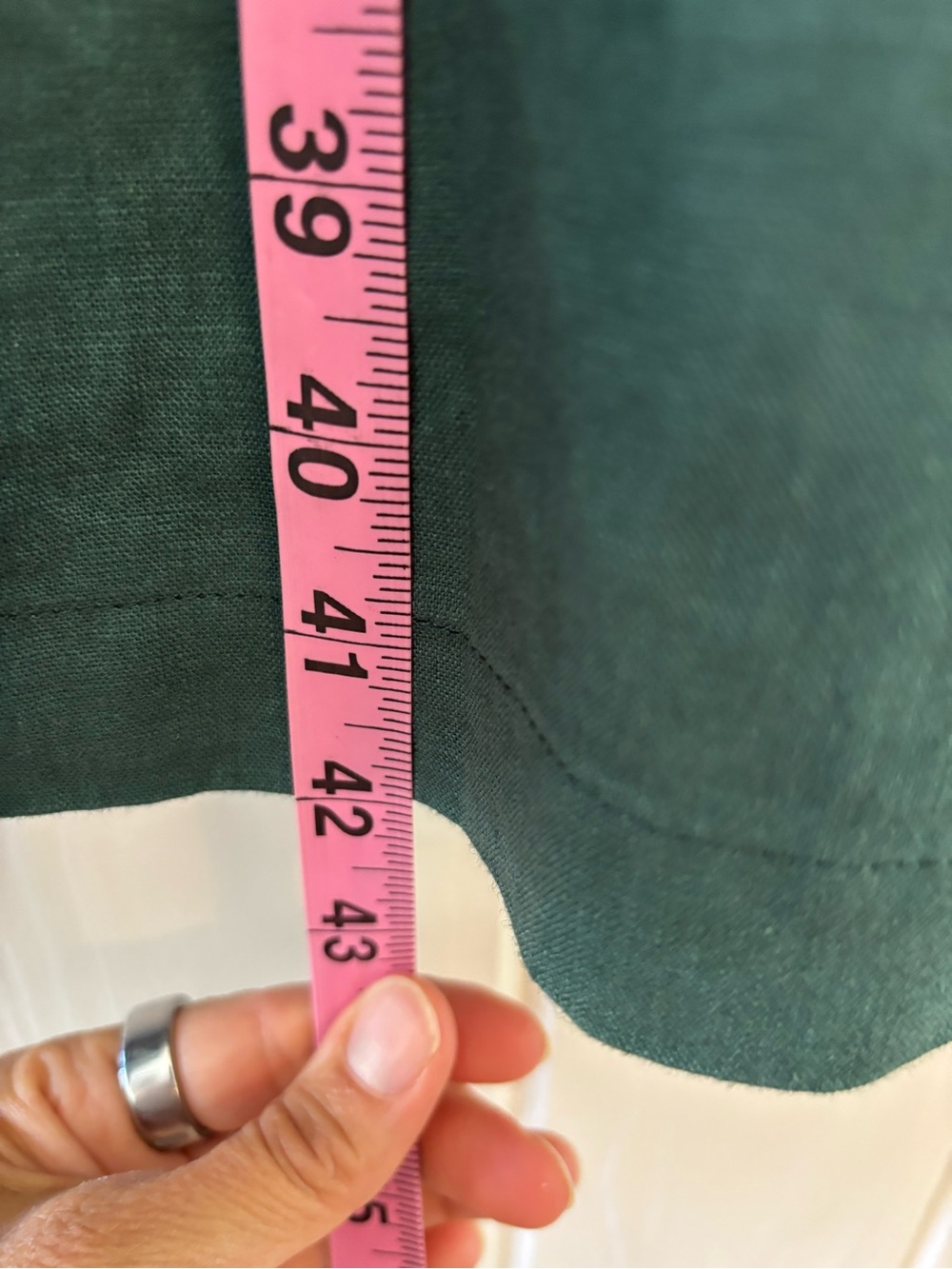 Grae Cove Linen Midi Dress Teal Green Tie-Waist Long Sleeve Dress Pockets L - Picture 8 of 9